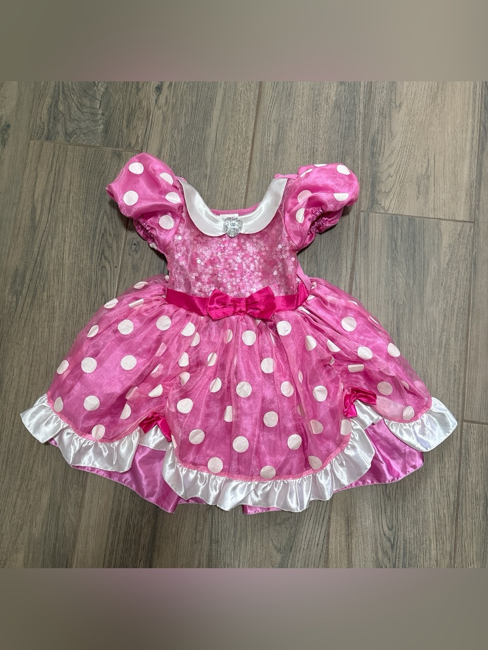 Disney Parks Minnie Mouse Pink Polka Dot Dress Size 4